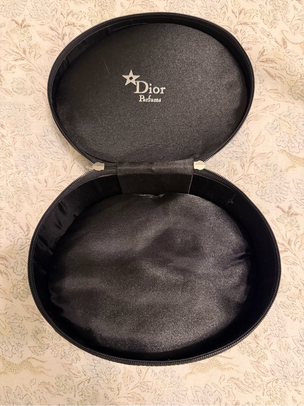 Dior Black Satin Round Toiletry Case